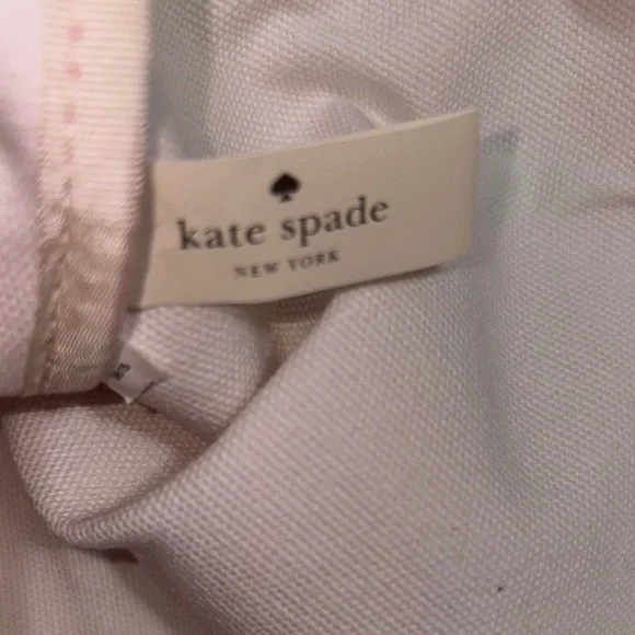 Kate Spade Red Circle Print Canvas Tote Bag with Leather Trim GUC - Picture 11 of 13